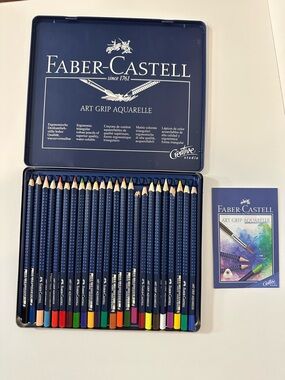 Faber-Castell Art Grip Aquarelle Watercolor Pencil Set - Blue Tin (24)